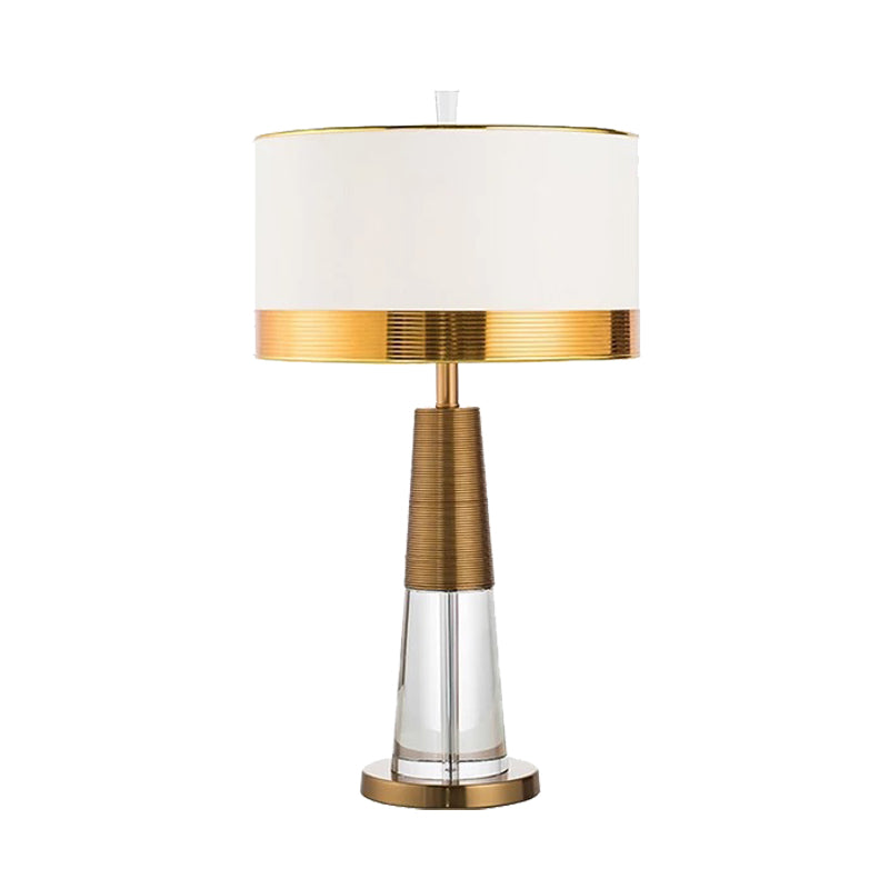 Modern Gold Desk Lamp With Fabric Shade - Ideal For Living Room Or Office