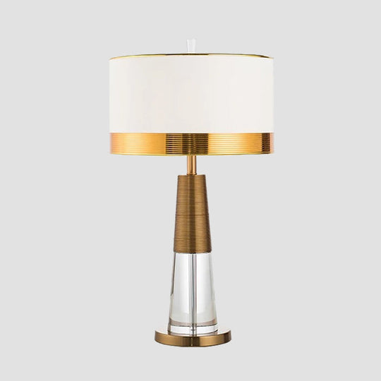 Modern Gold Desk Lamp With Fabric Shade - Ideal For Living Room Or Office