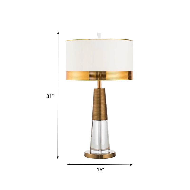 Modern Gold Desk Lamp With Fabric Shade - Ideal For Living Room Or Office