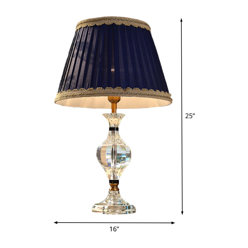 Modern Crystal Nightstand Lamp - Blue Jar Shape 1 Head Reading Light