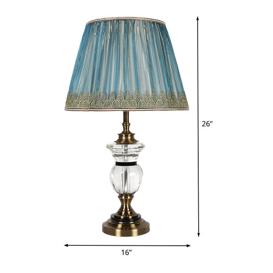 Modern Blue Barrel Fabric Shade Dining Room Table Light With Task Lighting