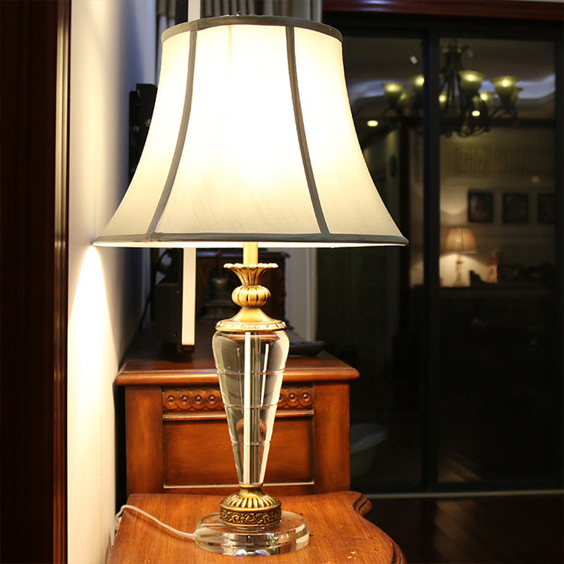 Conical Fabric Task Light: Hand-Cut Crystal Reading Lamp In Blue