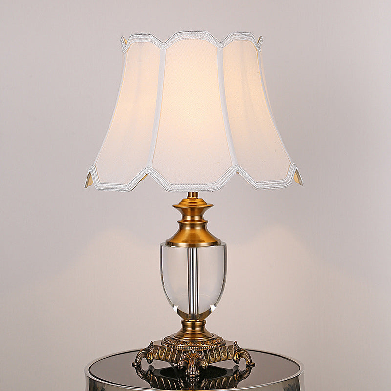 Modern Bell Shade Desk Lamp With Fabric White Color - Perfect For Dining Room