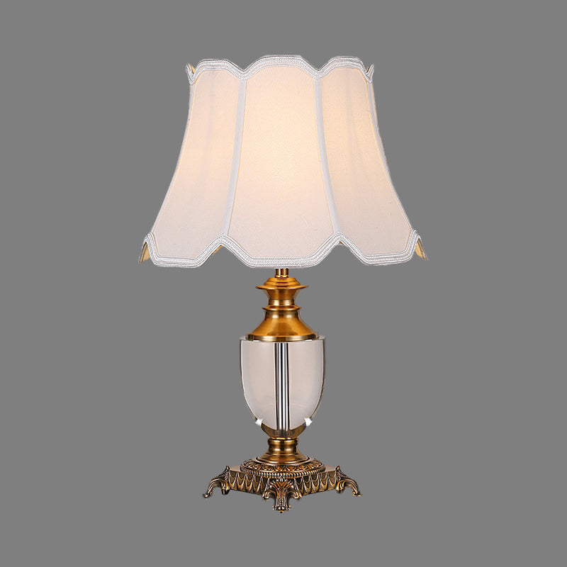 Modern Bell Shade Desk Lamp With Fabric White Color - Perfect For Dining Room