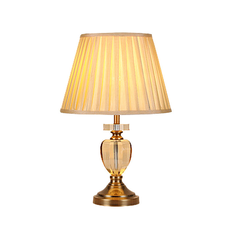 Modern Hand-Cut Crystal Urn Desk Lamp In Gold - Task Lighting With 1 Bulb