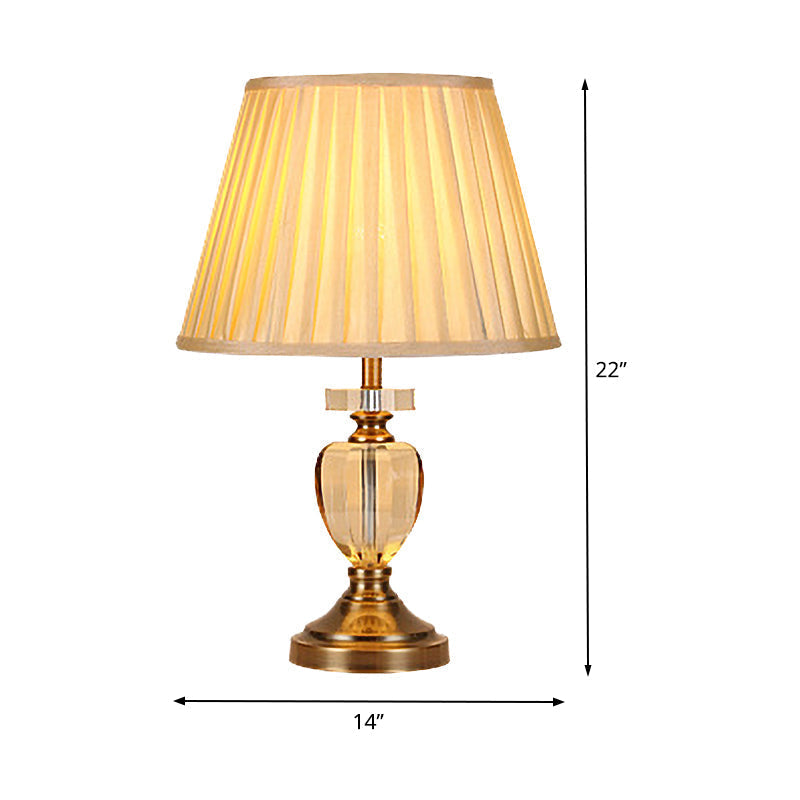 Modern Hand-Cut Crystal Urn Desk Lamp In Gold - Task Lighting With 1 Bulb