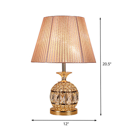 Modern Pineapple Nightstand Lamp With Gold Faceted Crystal Detail - 1 Head Reading Light