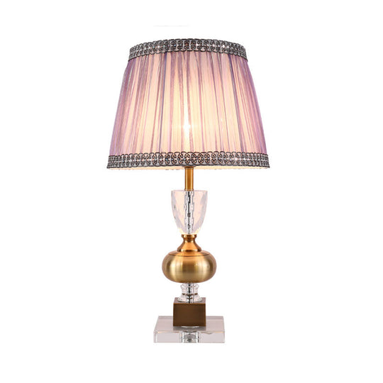 Tapered Modern Fabric Study Lamp With 1 Bulb: Light Purple Task Lighting For Bedroom