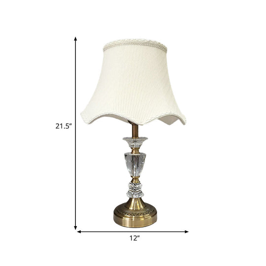 Scalloped Table Lamp With Faceted Crystal Modern 1 Head Nightstand Light In Gold