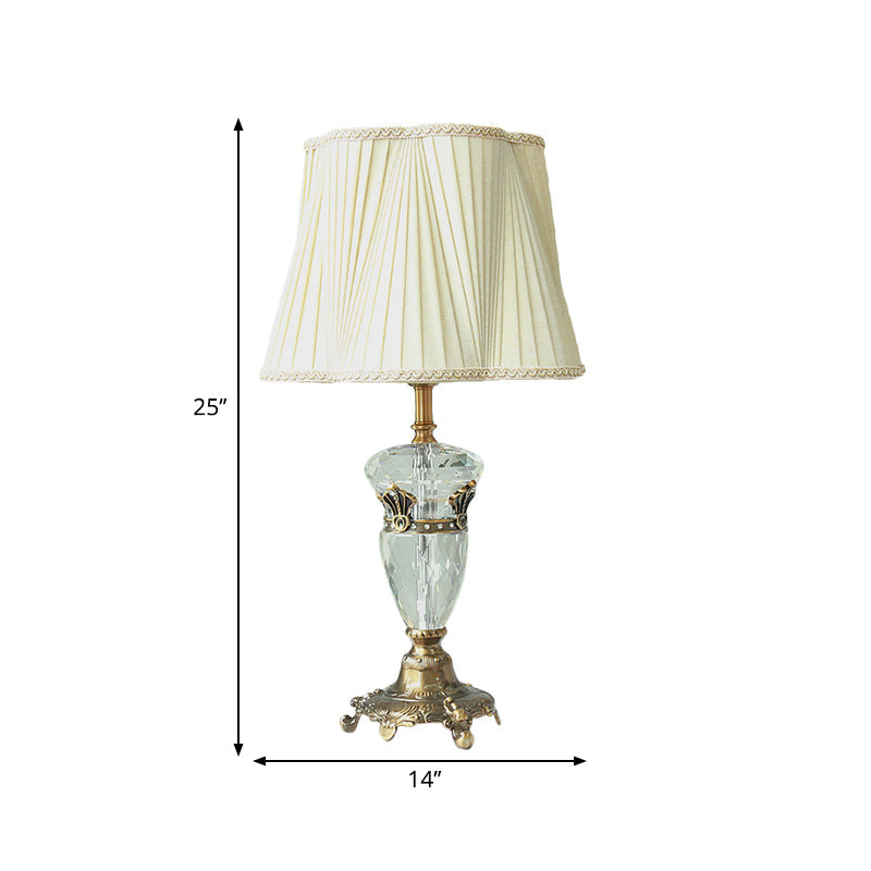 Modern Crystal Pleated Lampshade Night Light With Gold Table Lighting