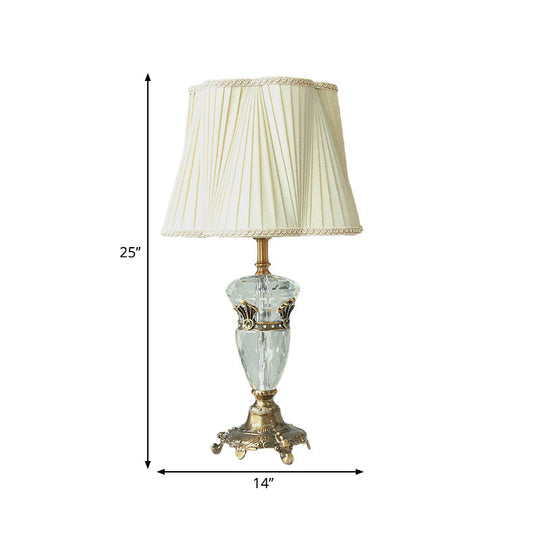 Modern Crystal Pleated Lampshade Night Light With Gold Table Lighting