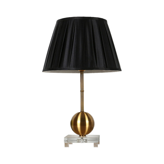 Modern Crystal Table Lamp With Gold Nightstand Base And Square Pedestal