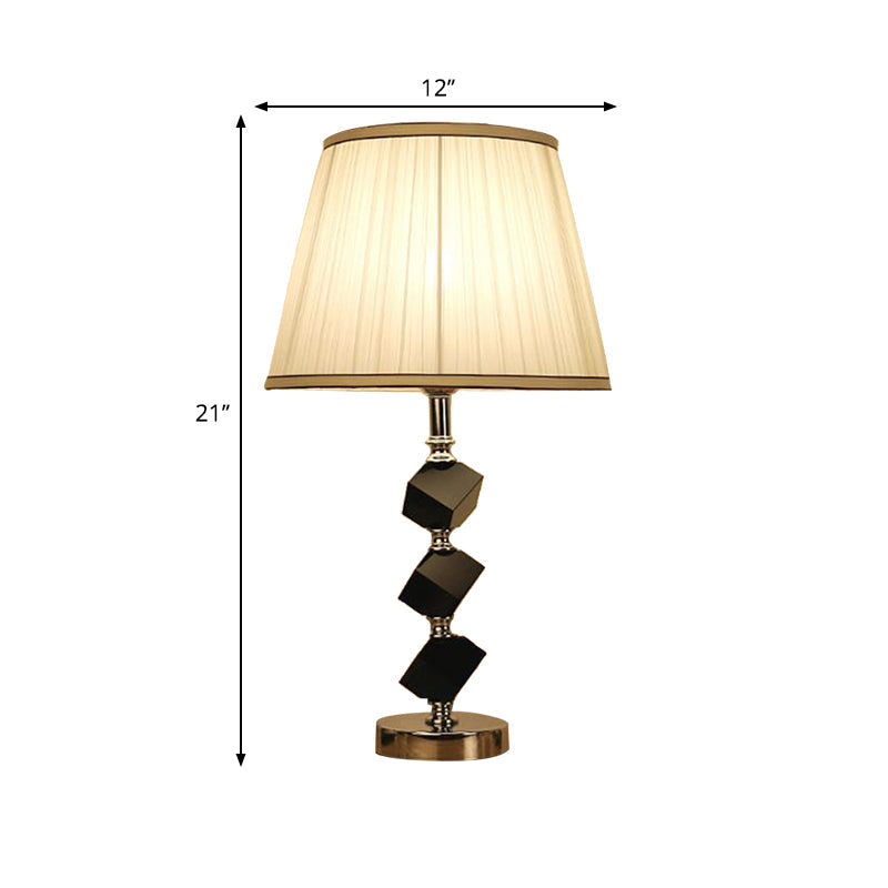 Modernist White Crystal Block Table Lamp With Conical Design - Perfect For Living Room Lighting