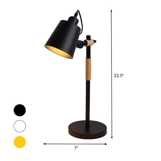 Yellow/Black/White Metal Tapered Task Lighting Macaron: 1-Head Reading Book Light