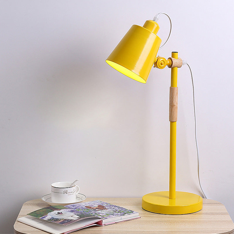 Yellow/Black/White Metal Tapered Task Lighting Macaron: 1-Head Reading Book Light