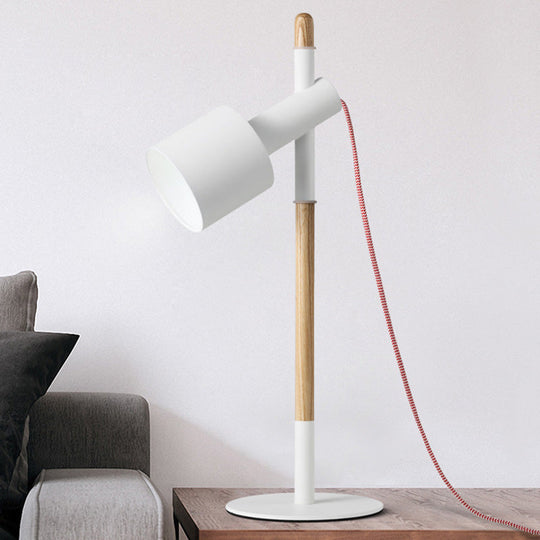 Modern 1-Head White Nightstand Lamp With Reading Book Light