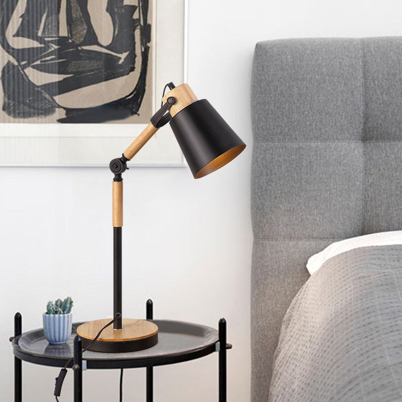 Contemporary Metal Bell Desk Light - 1 Bulb Black/White Night Table Lamp