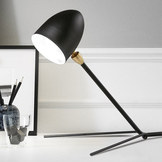 Modern Black Dome Task Light With Metal Shade - Ideal Reading Book Lamp