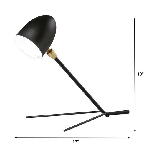 Modern Black Dome Task Light With Metal Shade - Ideal Reading Book Lamp