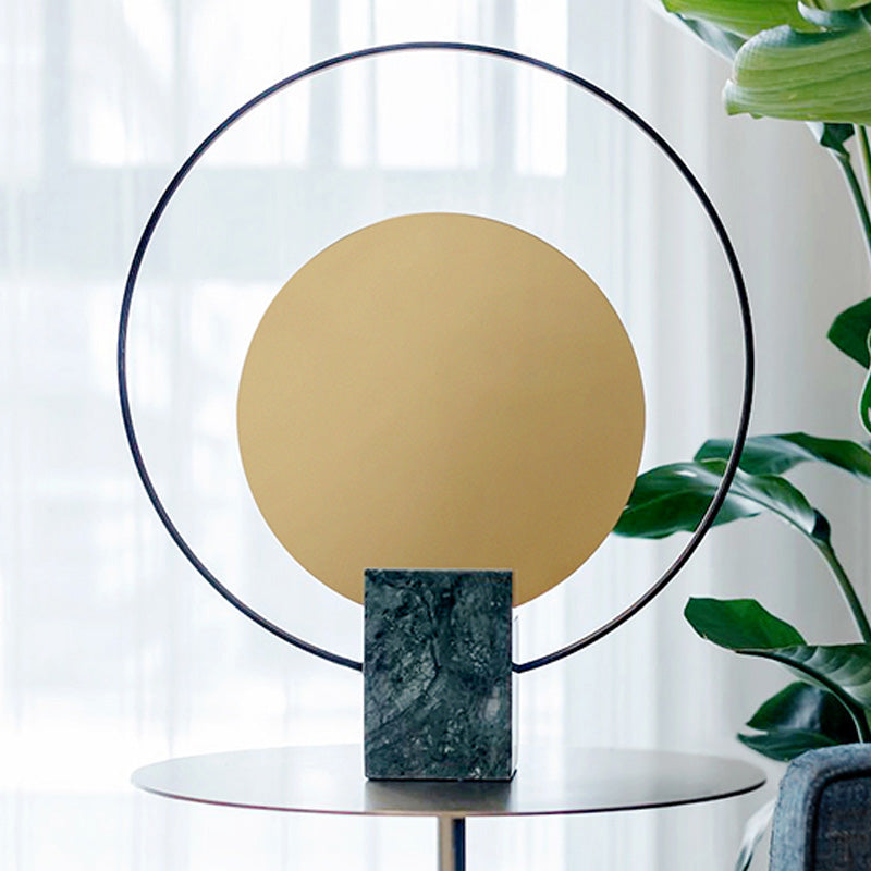 Modern Led Table Lamp: Green Metal Desk Light With Marble Base