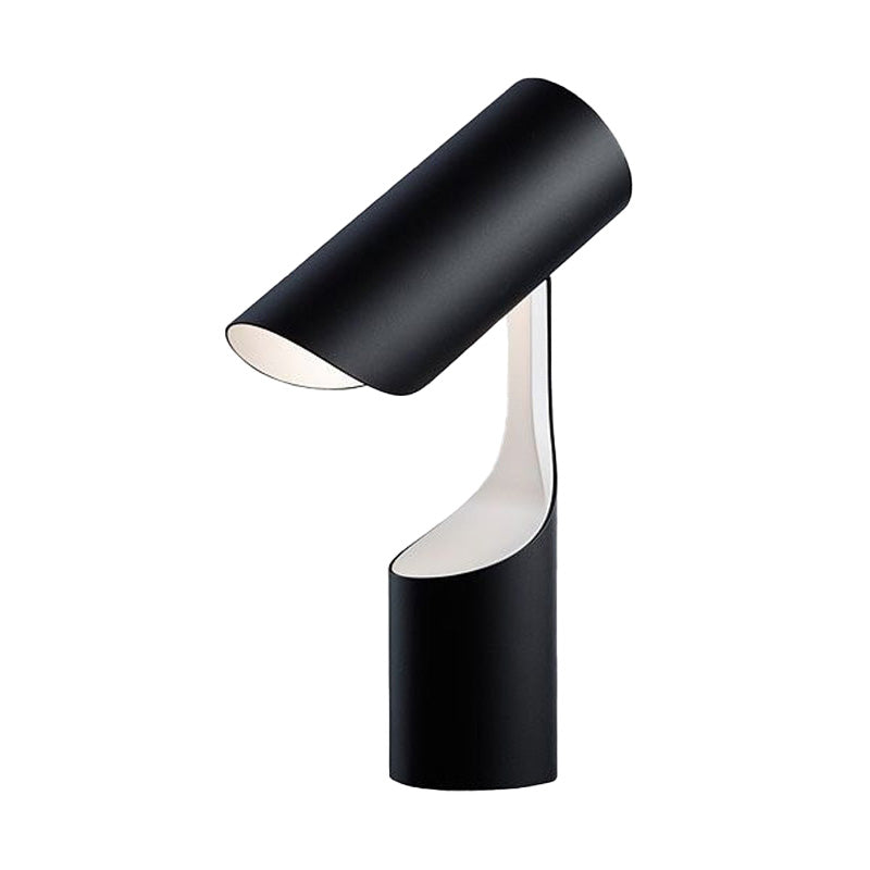 Modern Metal Cylindrical Task Light 1-Head Night Table Lamp In Black For Bedroom