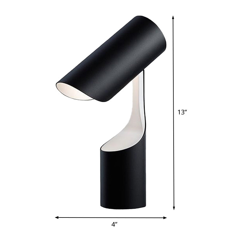 Modern Metal Cylindrical Task Light 1-Head Night Table Lamp In Black For Bedroom