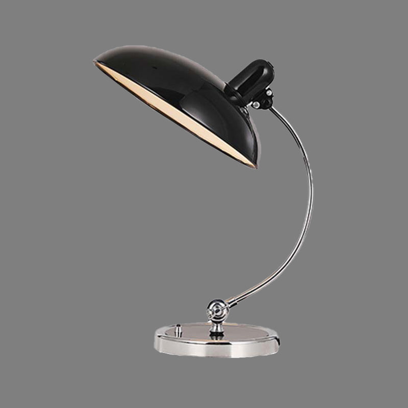 Modern Black Small Desk Lamp With Flat Metal Shade - 1 Head Dining Room Task Light