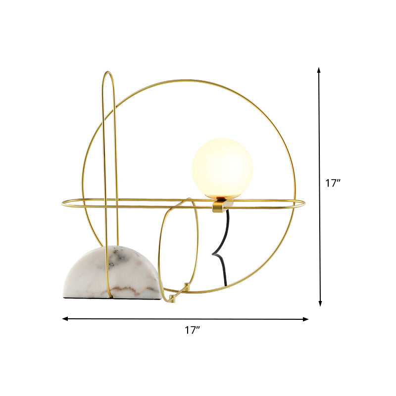 Modern Gold Desk Lamp With Glass Shade - Round Metal Base 1 Head