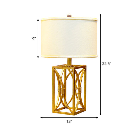 Modern Metal Cylinder Nightstand Light In Gold For Living Room