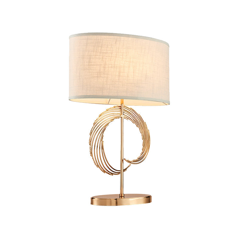 Contemporary Gold Drum Table Lamp - Stylish Bedroom Lighting Fixture