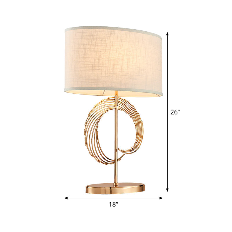 Contemporary Gold Drum Table Lamp - Stylish Bedroom Lighting Fixture