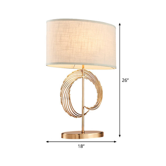 Contemporary Gold Drum Table Lamp - Stylish Bedroom Lighting Fixture