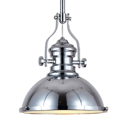 Antique-Style Metal Dome Pendant Light With Frosted Diffuser In Brass