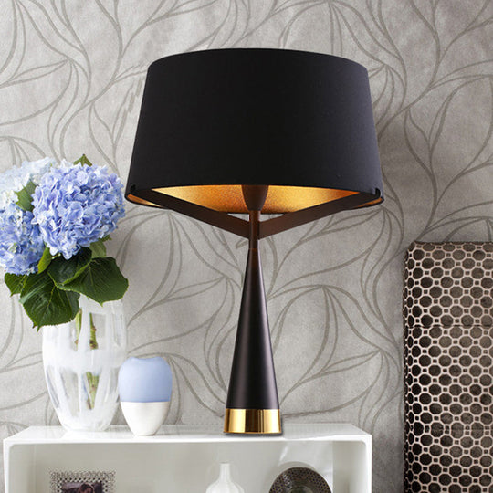 Modern Black Fabric Table Light With Empire Shade - Perfect For Living Room Nightstands