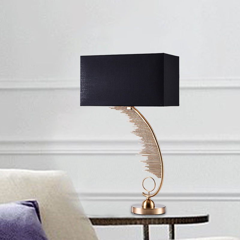 Modern Nordic Metal Night Lamp - Black Rectangle Design For Living Room Table Lighting