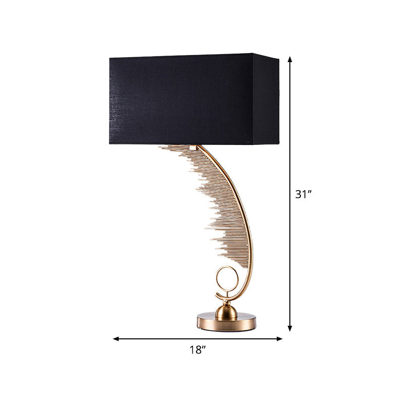 Modern Nordic Metal Night Lamp - Black Rectangle Design For Living Room Table Lighting