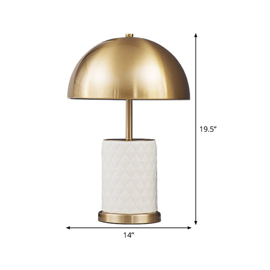 Brass Nightstand Lamp - Modern Metal Bowl Table Light For Bedroom