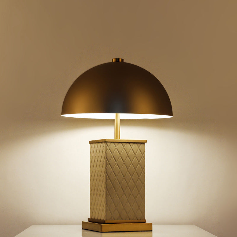 Modern Metal Nightstand Light With Dual Heads - Gold Dome Table Lamp For Living Room