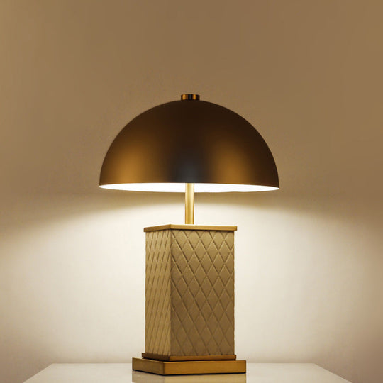 Modern Metal Nightstand Light With Dual Heads - Gold Dome Table Lamp For Living Room