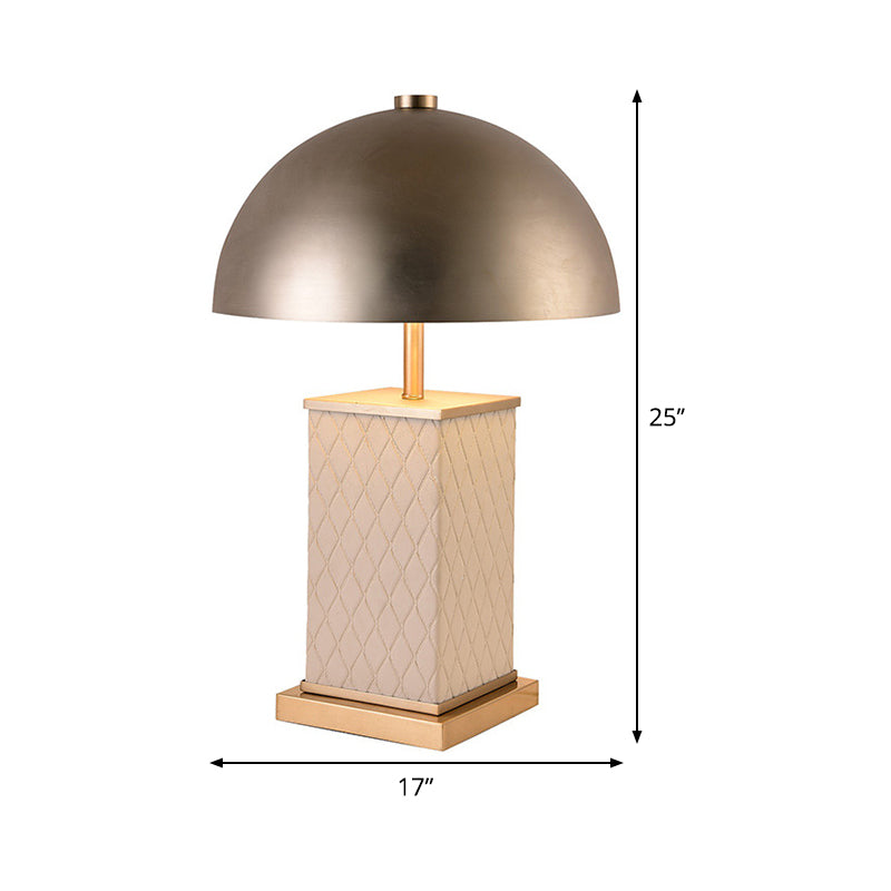 Modern Metal Nightstand Light With Dual Heads - Gold Dome Table Lamp For Living Room