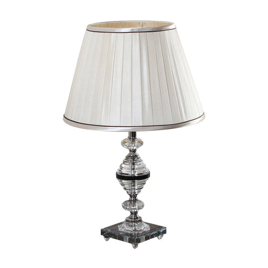 Modern K9 Crystal Night Lamp With Empire Shade - Beige