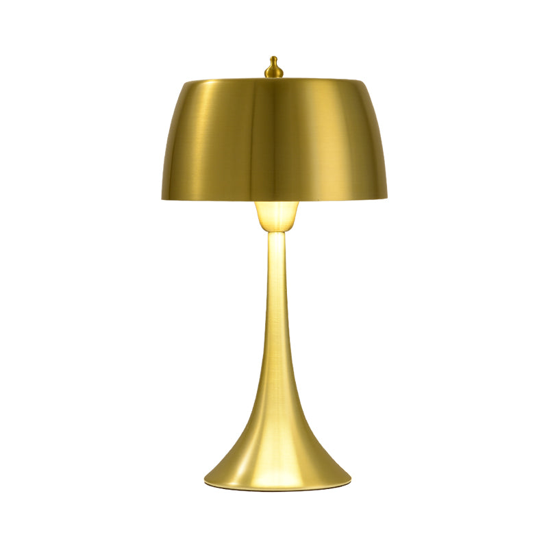 Post-Modern Gold Metal Drum Nightstand Light For Bedroom