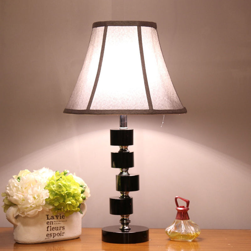 Modernist Crystal Nightstand Lamp For Bedroom - Bell Paneled 1-Head White Night Lighting