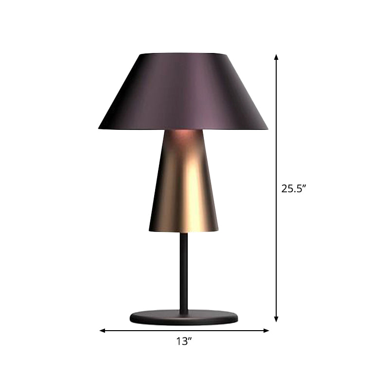 Modern Tapered Nightstand Lamp - Metal 1-Light Black Perfect For Living Room Night Table