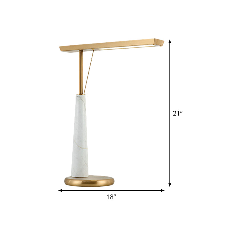 Metal Led Nightstand Lamp - Elegant Brass Marble Design For Study Room