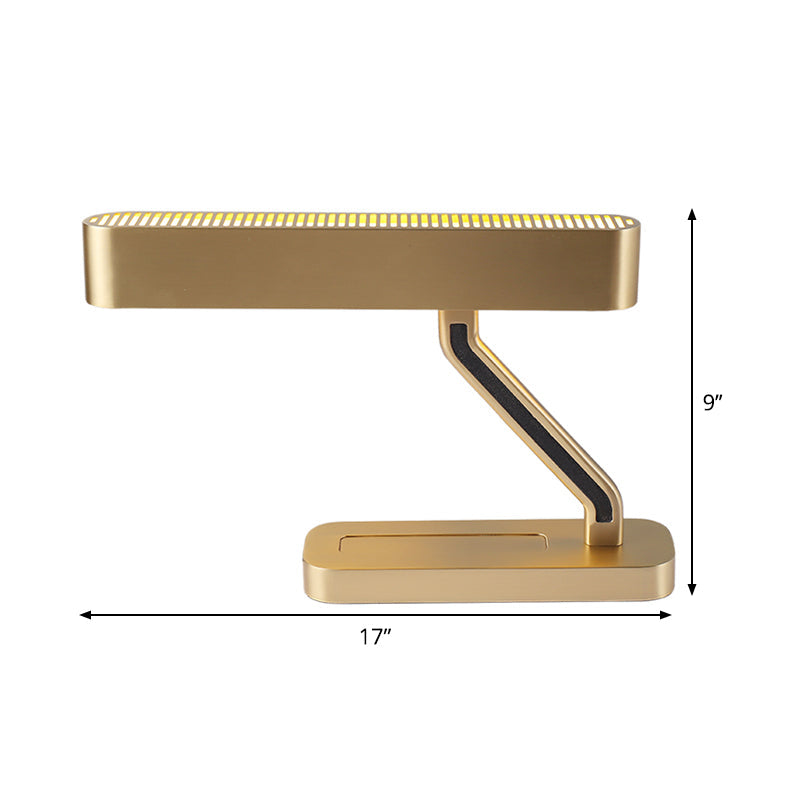 Gold Geometric Led Night Table Light For Study Room - Modern Metal Nightstand Lighting