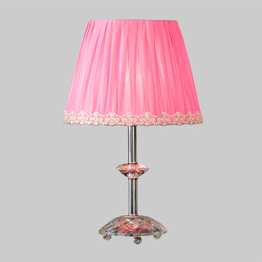 Empire Shade Crystal Nightstand Lamp - Simplicity Pink 1-Light Table Light For Living Room