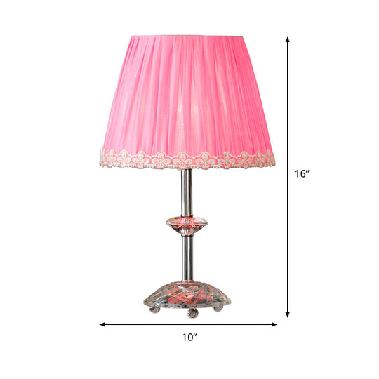 Empire Shade Crystal Nightstand Lamp - Simplicity Pink 1-Light Table Light For Living Room