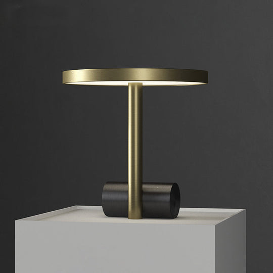 Modern Led Nightstand Lamp: Gold Table Lighting With Metal Shade For Study Room