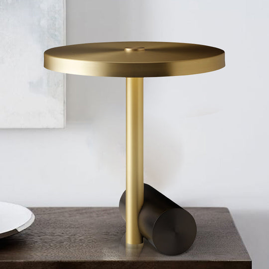 Modern Led Nightstand Lamp: Gold Table Lighting With Metal Shade For Study Room